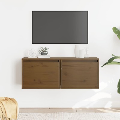 Armarios pared 2 uds madera maciza pino marrón miel 45x30x35 cm