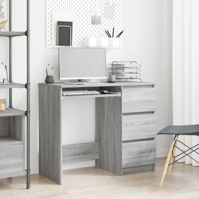 Escritorio de madera contrachapada gris Sonoma 90x45x76 cm