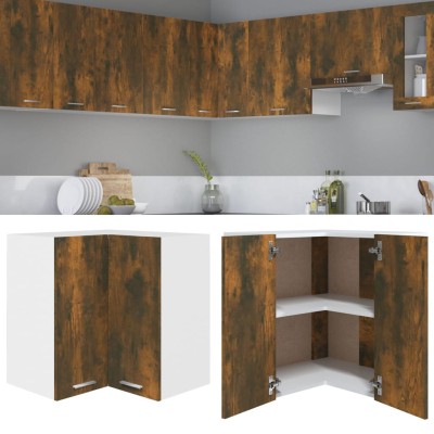 Armario esquinero colgante "Lyon" roble ahumado 57x57x60 cm Madera de ingeniería