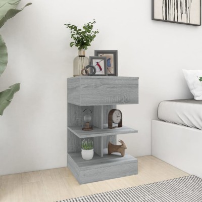 Mesita de noche madera contrachapada gris Sonoma 40x35x65 cm