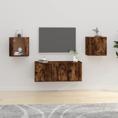 Muebles para TV de pared 2 uds roble ahumado 40x34,5x40 cm