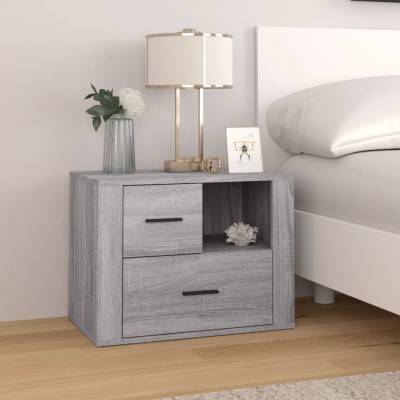 Mesita de noche madera contrachapada gris Sonoma 60x36x45 cm