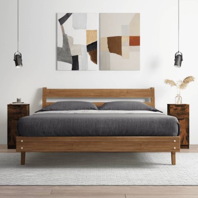 Aparador madera contrachapada color roble ahumado 30x30x70 cm
