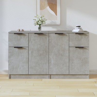 Aparadores 2 uds madera contrachapada gris hormigón 60x30x70 cm