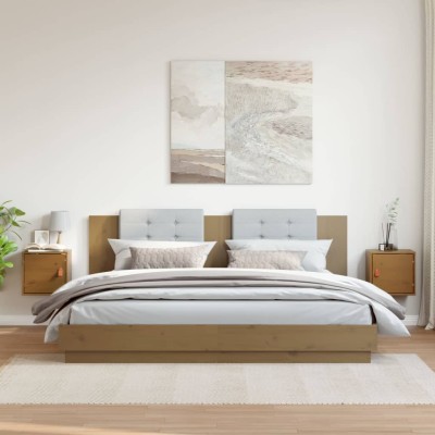 Armarios de pared 2 uds madera pino marrón miel 31,5x30x30 cm