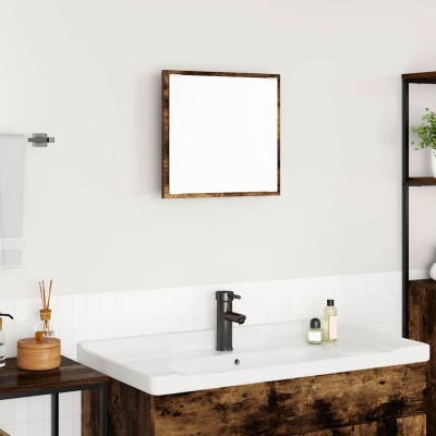 Espejo de baño LED con espejo Roble ahumado 40 x 8.5 x 37 cm