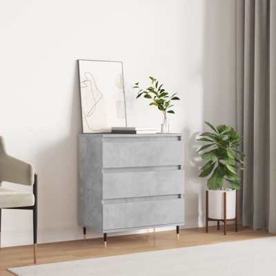 Aparador de madera contrachapada gris hormigón 60x35x70 cm