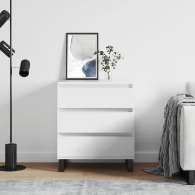 Aparador de madera contrachapada blanco 60x35x70 cm