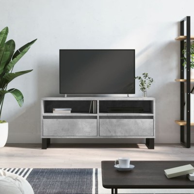 Mueble de TV madera contrachapada gris hormigón 100x34,5x44,5cm