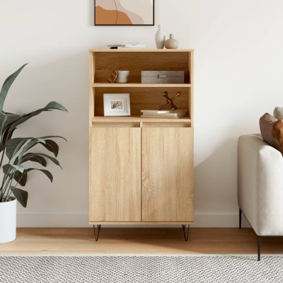 Aparador alto madera contrachapada color roble 60x36x110 cm