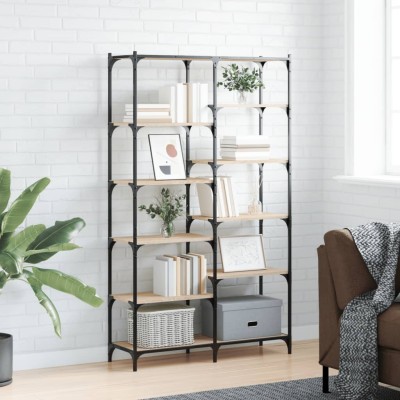 Estantería hierro madera ingeniería roble Sonoma 100x32x170 cm