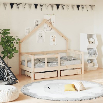 Estructura de cama para niños con cajones madera pino 70x140 cm