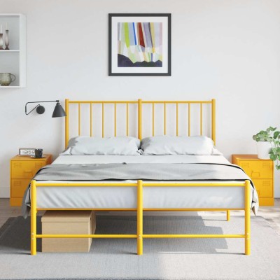 Mesitas de noche 2 unidades acero amarillo 34,5x39x44 cm