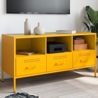 Mueble para TV acero amarillo mostaza 100,5x39x50,5 cm