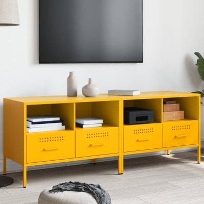 Muebles para TV 2 unidades acero amarillo mostaza 68x39x50,5 cm