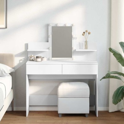 Tocador con luces LED blanco 100x40x130 cm