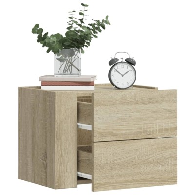 Mesitas de noche de pared 2 unidades roble Sonoma 45x30x35 cm