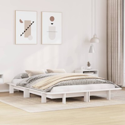 Estructura de cama sin colchón madera de pino blanca 120x200 cm