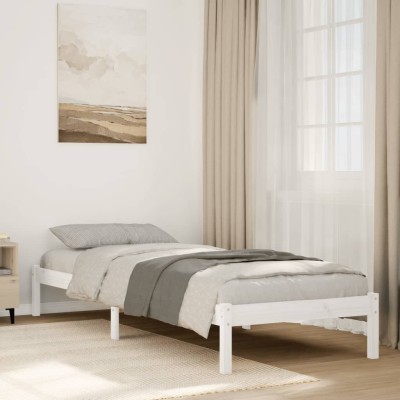 Cama extralarga sin colchón madera maciza pino blanca 80x210 cm