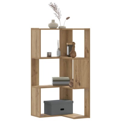 Estantería esquina 3 niveles madera roble artisan 50x50x102 cm