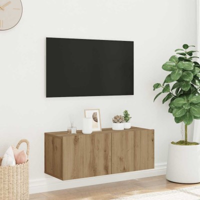 Mueble TV de pared madera ingeniería roble artisan 80x30x30 cm