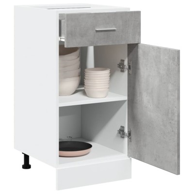 Mueble bajo con cajón "Lyon" de, gris hormigón, 40 x 46 x 81,5 cm, madera de ingeniería