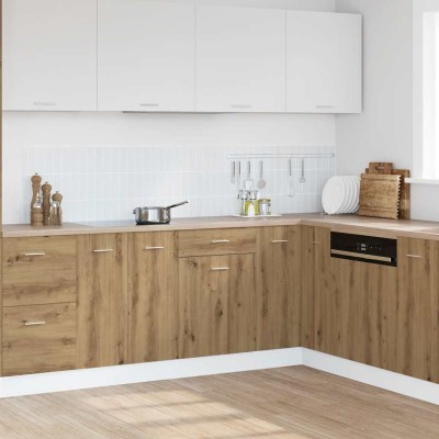 Mueble bajo con cajón "Lyon" de roble artesanal, 40 x 46 x 81,5 cm, madera de ingeniería,
