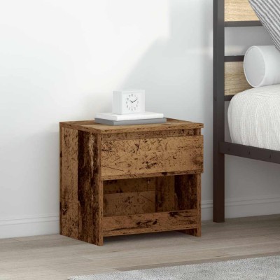 Mesita de noche madera contrachapada madera antigua 40x30x39 cm