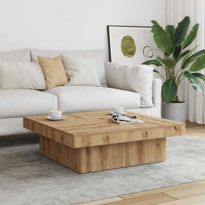 Mesa de centro madera de ingeniería roble artisan 90x90x28 cm