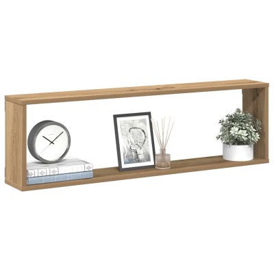 Estantes cubo de pared 4 uds madera roble artisan 100x15x30 cm