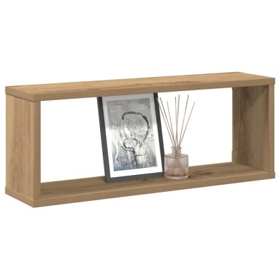 Estantes cubo de pared 2 uds madera roble artisan 60x15x23 cm