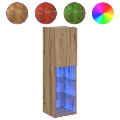 Mueble para TV con luces LED roble artesanal 30,5x30x102 cm