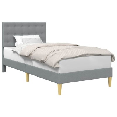 Estructura de cama con cabecera Gris Claro 80 x 200 cm Tela