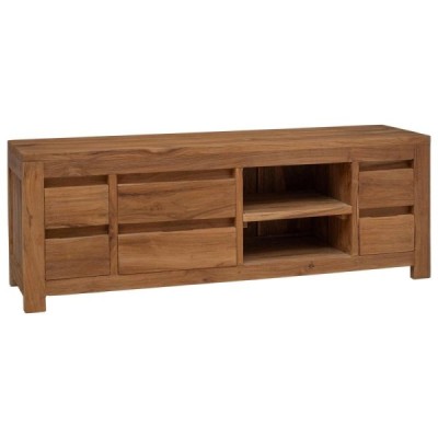 Mueble de TV 110 x 30 x 40 cm Natural Madera de teca maciza