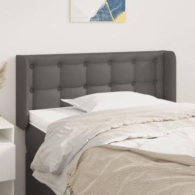 Cabecero de cuero sintético gris 103x16x78/88 cm