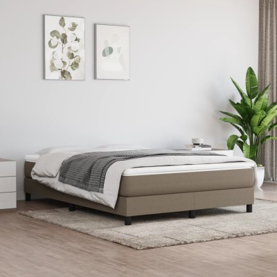 Cama sin colchón tela gris taupe 140x190 cm