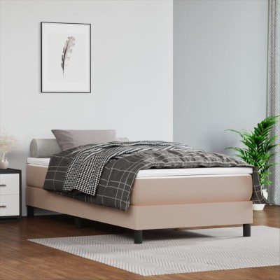 Estructura cama sin colchón cuero sintético capuchino 100x200cm