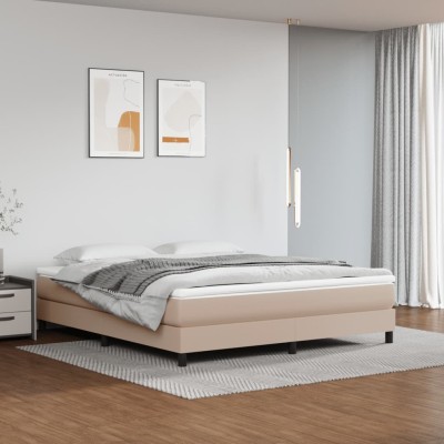Estructura cama sin colchón cuero sintético capuchino 180x200cm