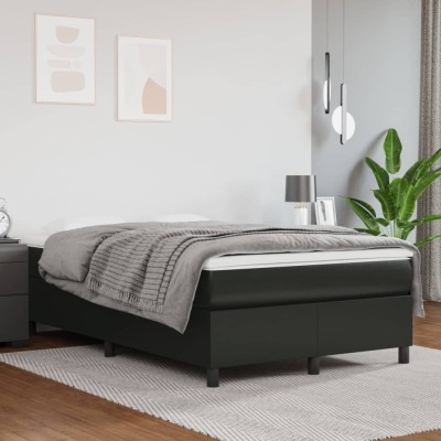 Estructura de cama sin colchón cuero sintético negro 120x200 cm