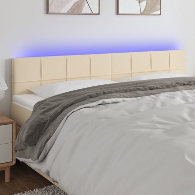 Cabecero con LED de tela color crema 180x5x78/88 cm
