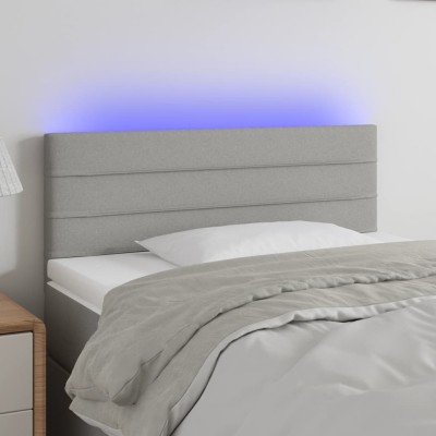 Cabecero con luces LED de tela gris claro 80x5x78/88 cm