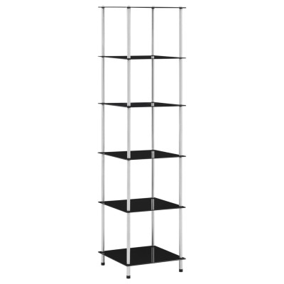 Estantería 6 niveles cristal templado negro 40x40x160 cm