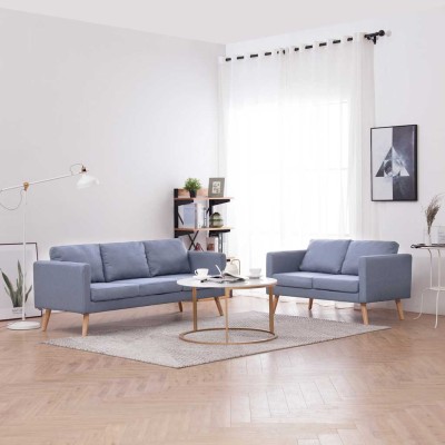 Set de sofás de 2 y 3 plazas de tela gris claro
