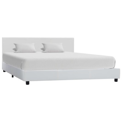 Estructura de cama sin colchón cuero sintético blanco 140x200cm