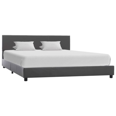 Estructura de cama sin colchón cuero sintético gris 140x200 cm