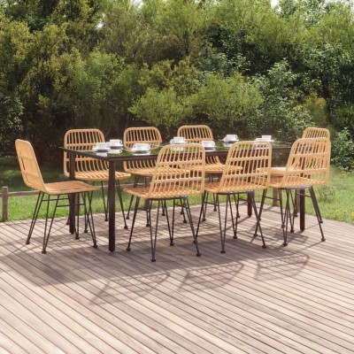 Juego de comedor de jardín 9 piezas ratán sintético