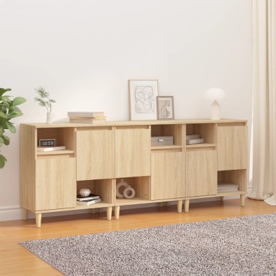 Aparadores 3 uds madera contrachapada roble Sonoma 60x35x70 cm
