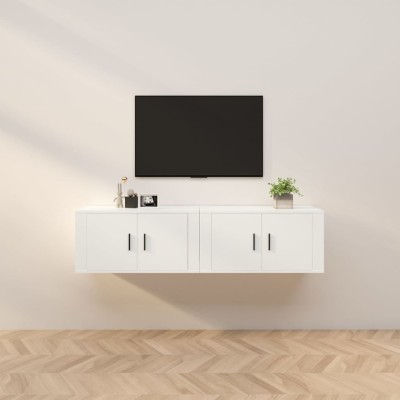 Muebles para TV de pared 2 uds blanco 80x34,5x40 cm