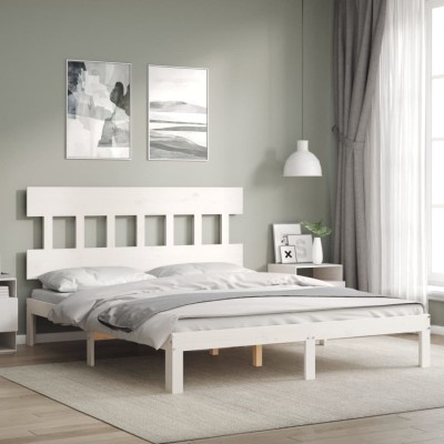 Estructura de cama sin colchón madera maciza de pino 160x200 cm