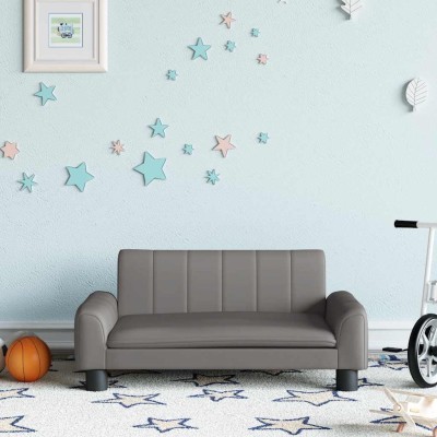 Sofá para niños de cuero sintético gris 70x45x30 cm